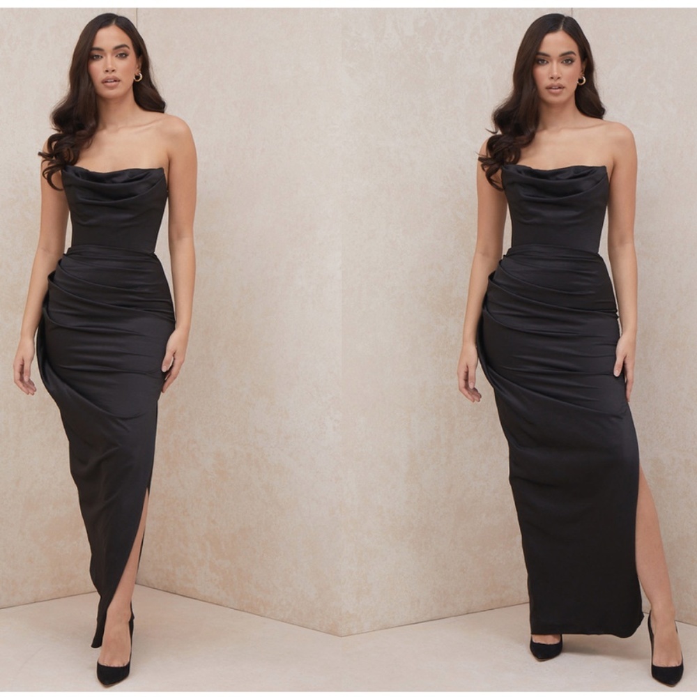 House of CB Elegant Black Strapless Maxi Dress
